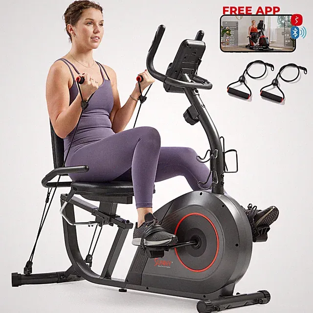 16 Level Smart Recumbent Bike Magnetic Full Body Workout Band Adjustable Seat