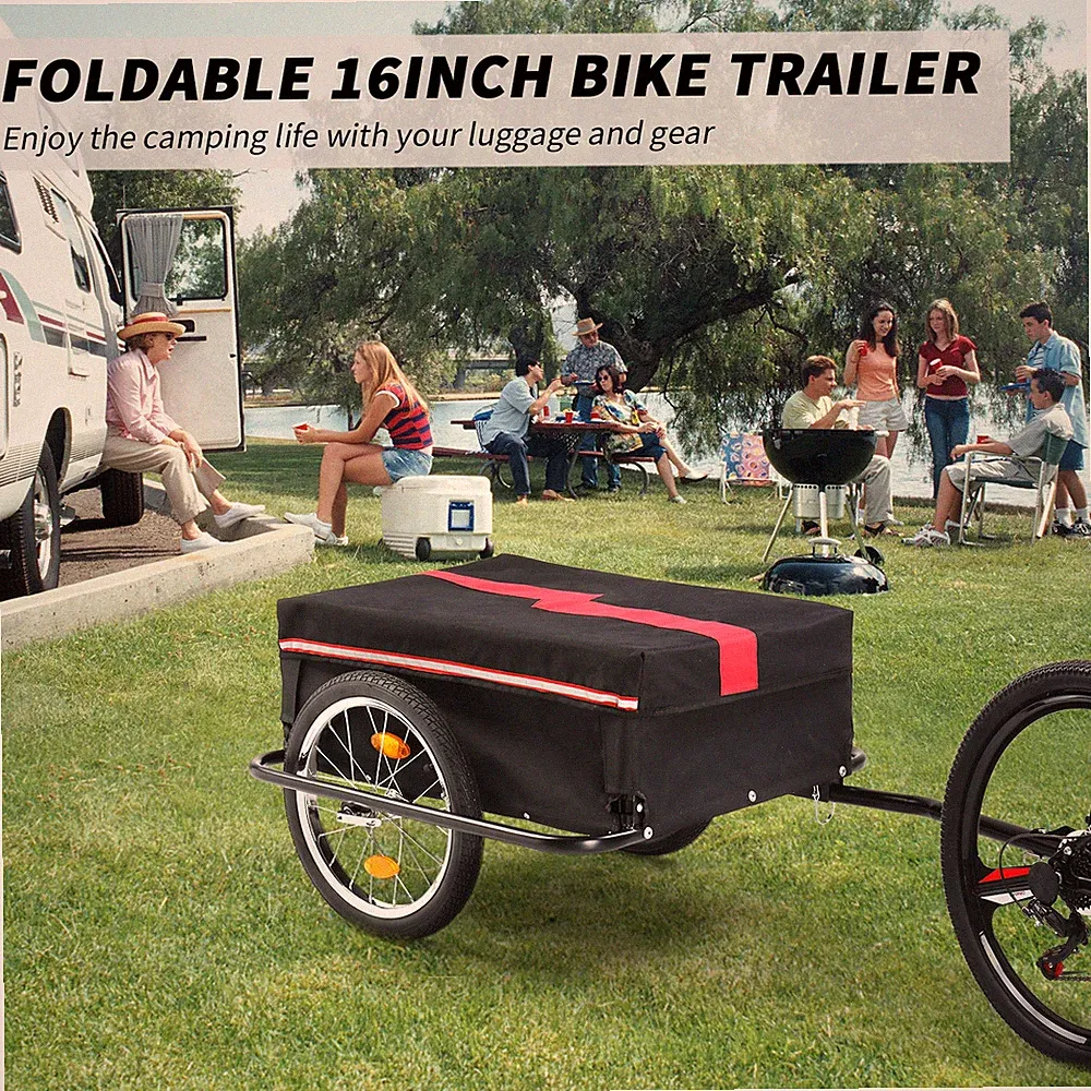 Foldable Bike Cargo Trailer with Universal Bike Hitch Bicycle Wagon Trailer