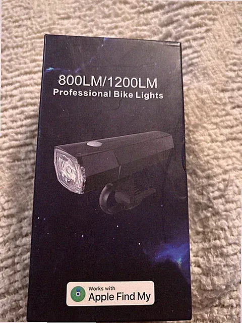 Front Bike Light 1200 Lumens Headlight Works w/ "Apple Find My" 4500mAh battery