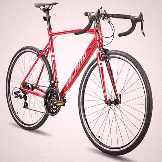 HILAND 700c Road Bike 14 Speed, Aluminum Frame Racing Bike, City Small red