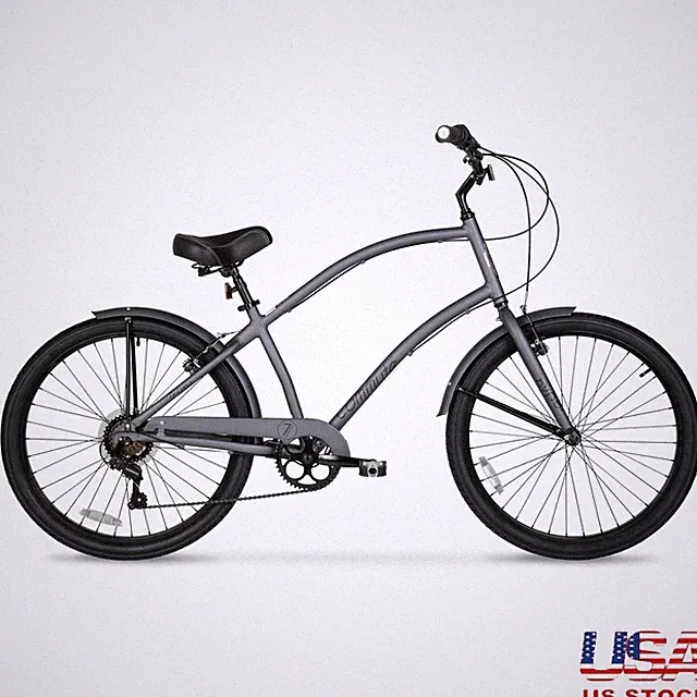Men's 26 Cruiser Commuter Bike Aluminum Frame 7 Speed Comfort City Ride