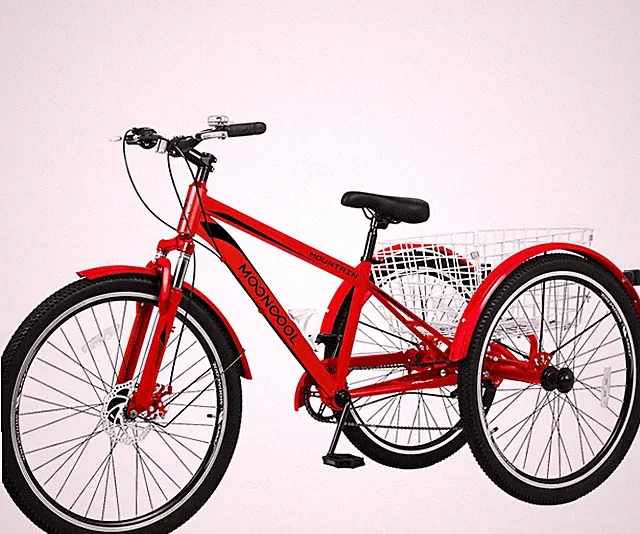 MOONCOOL Adults Mountain Tricycles, 24"/26"/27.5" 7-Speed Trikes Cruiser Trike