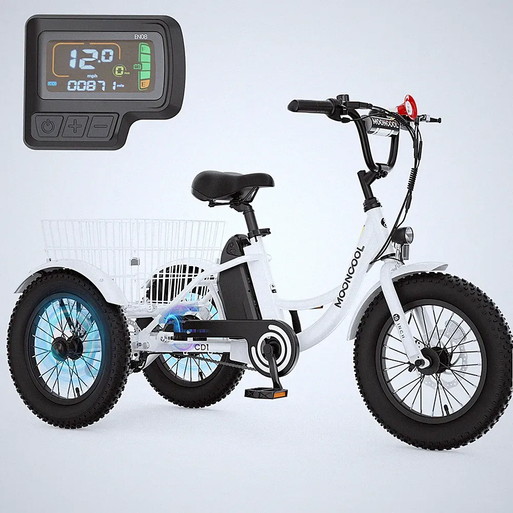 MOONCOOL Electric Tricycle 3 Wheels Electric Bicycle Bikes 16IN 250W Aluminum