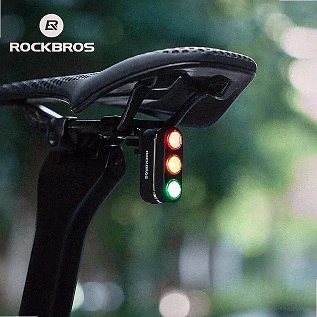 ROCKBRS Bike Smart Rear Light Warning Taillight Brake Sensing USB 3Colors 5Modes