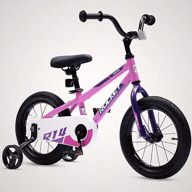 RoyalBaby Rocket Outdoor Children's Bike with Training Wheels, 12 Inch, Pink