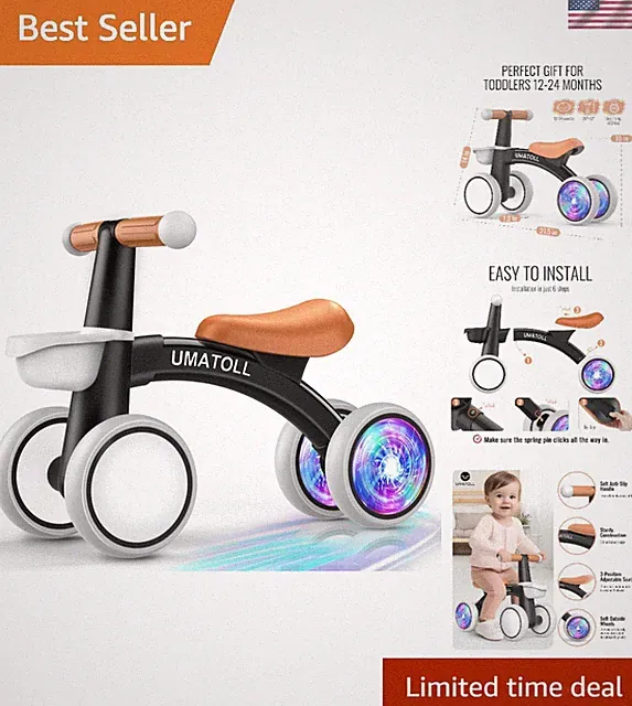 Toddler Balance Bike with Glow Wheels and Safety Features - Lightweight and Fun!