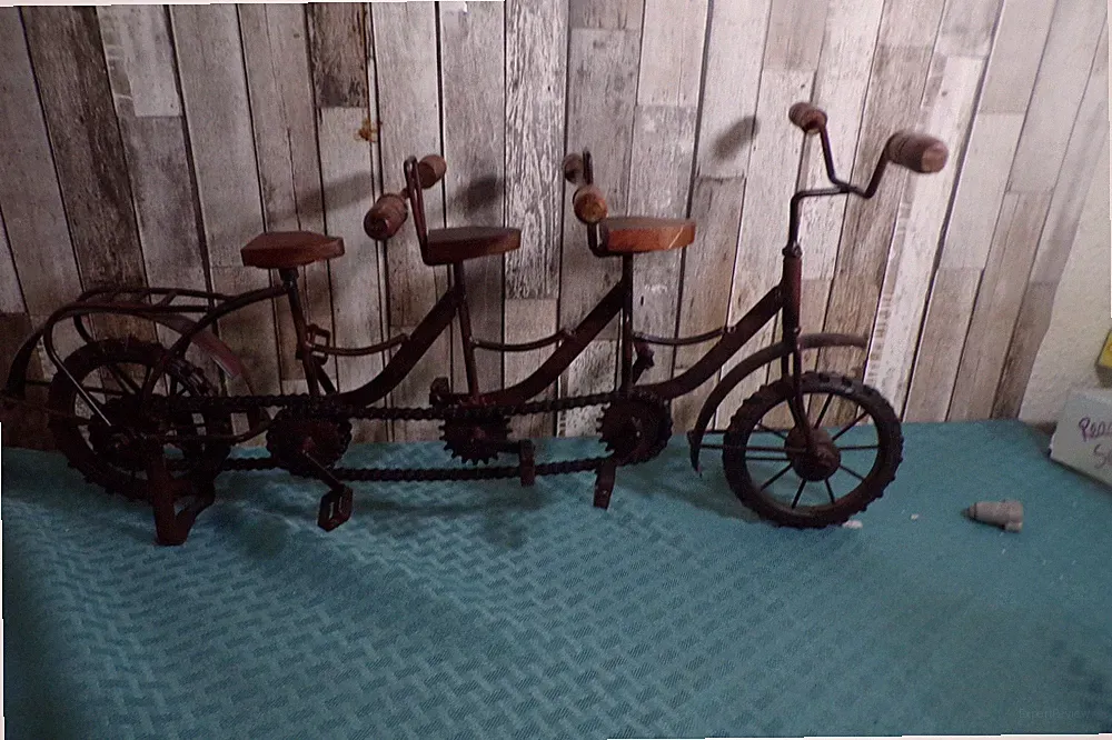 Vintage Metal Folk Art Tandem Bicycle copper/bronze finish Bike 20"